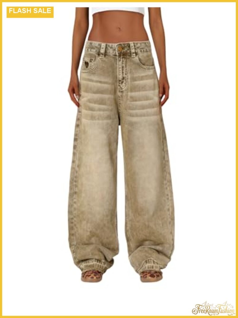 100% Cotton Wide Leg Barrel Jeans Retro Casual Y2K Baggy Denim Pants Ankle